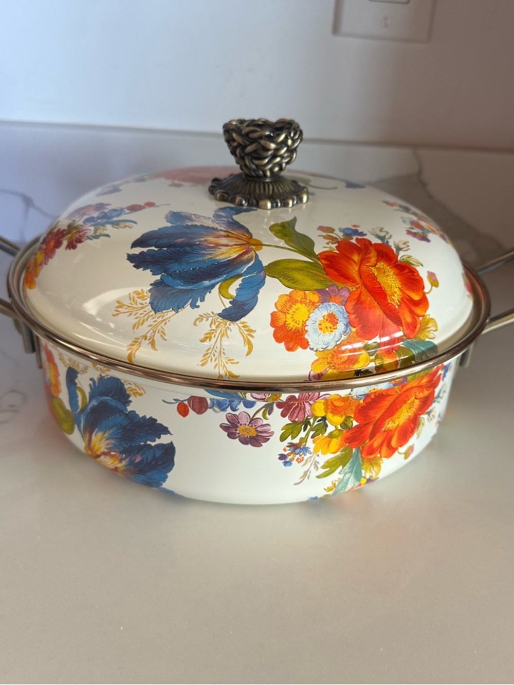 Mackenzie-Childs Flower Market Pattern Casserole 3 Qt. W/Lid, , New, Nest Lid